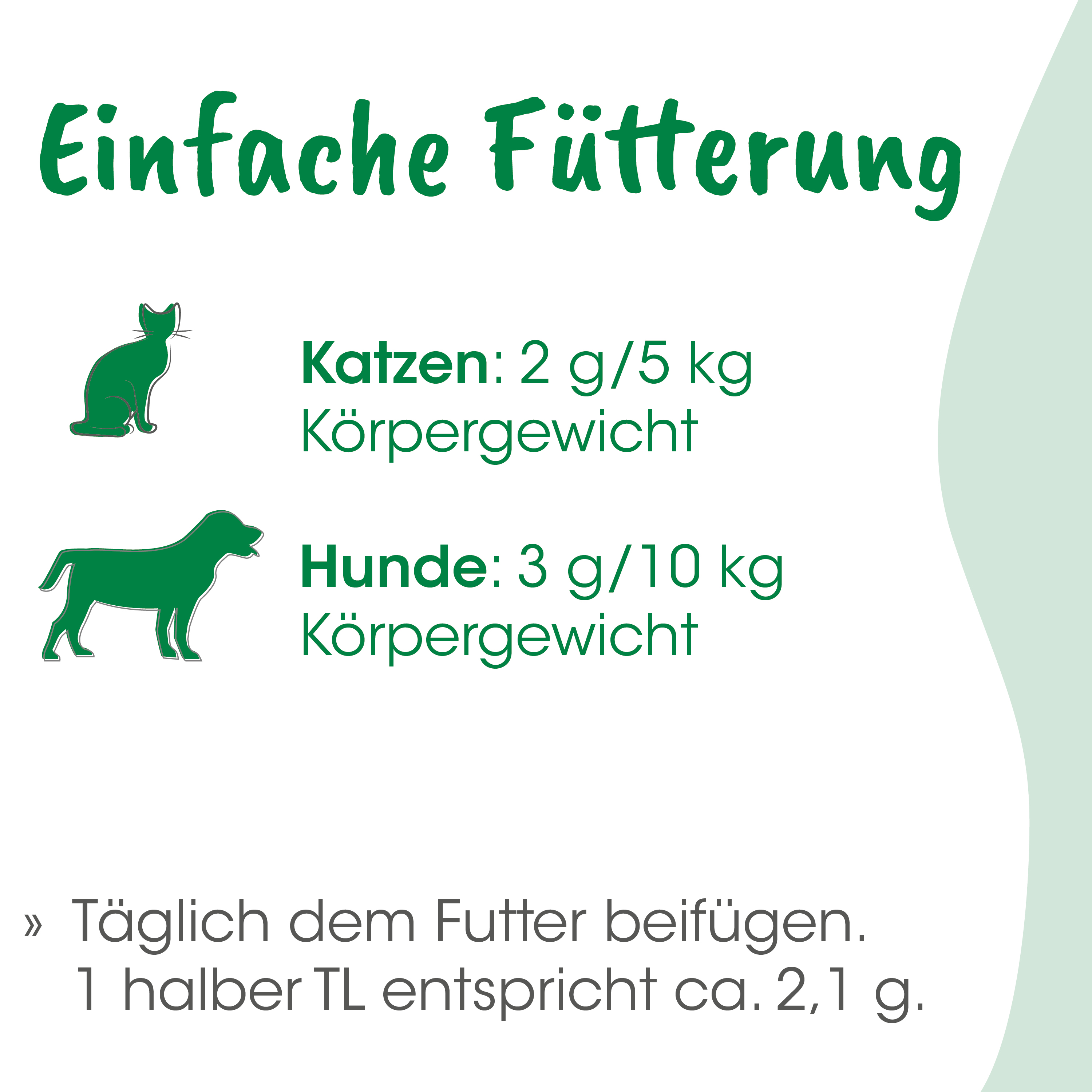 Katzenfutter, Katzenportionen, Katzenfutter 2g/5kg, Dosierung Katzenfutter, Hunde?