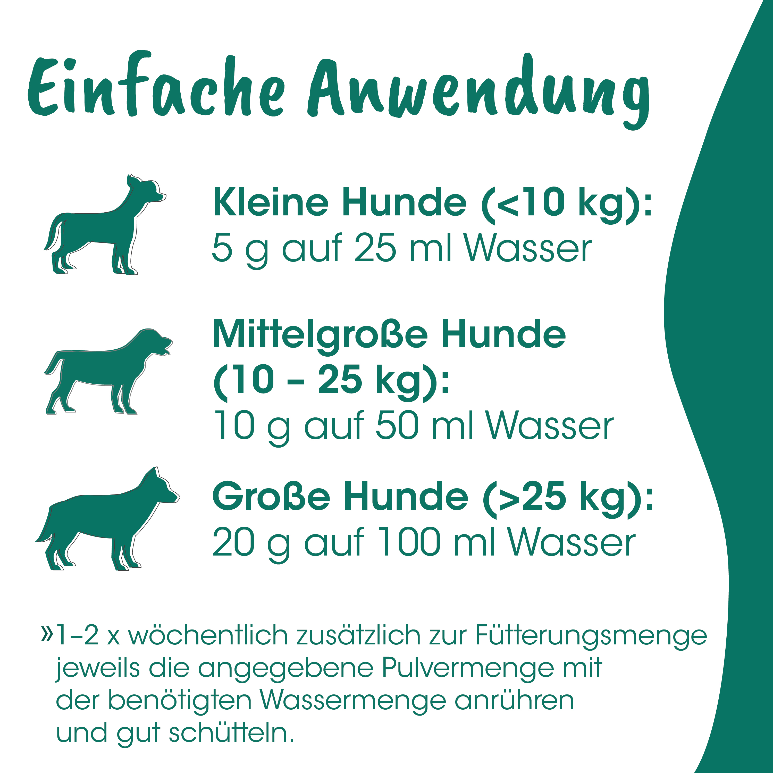 Hund, Wasser, Pulver, Menge, 3 Größen