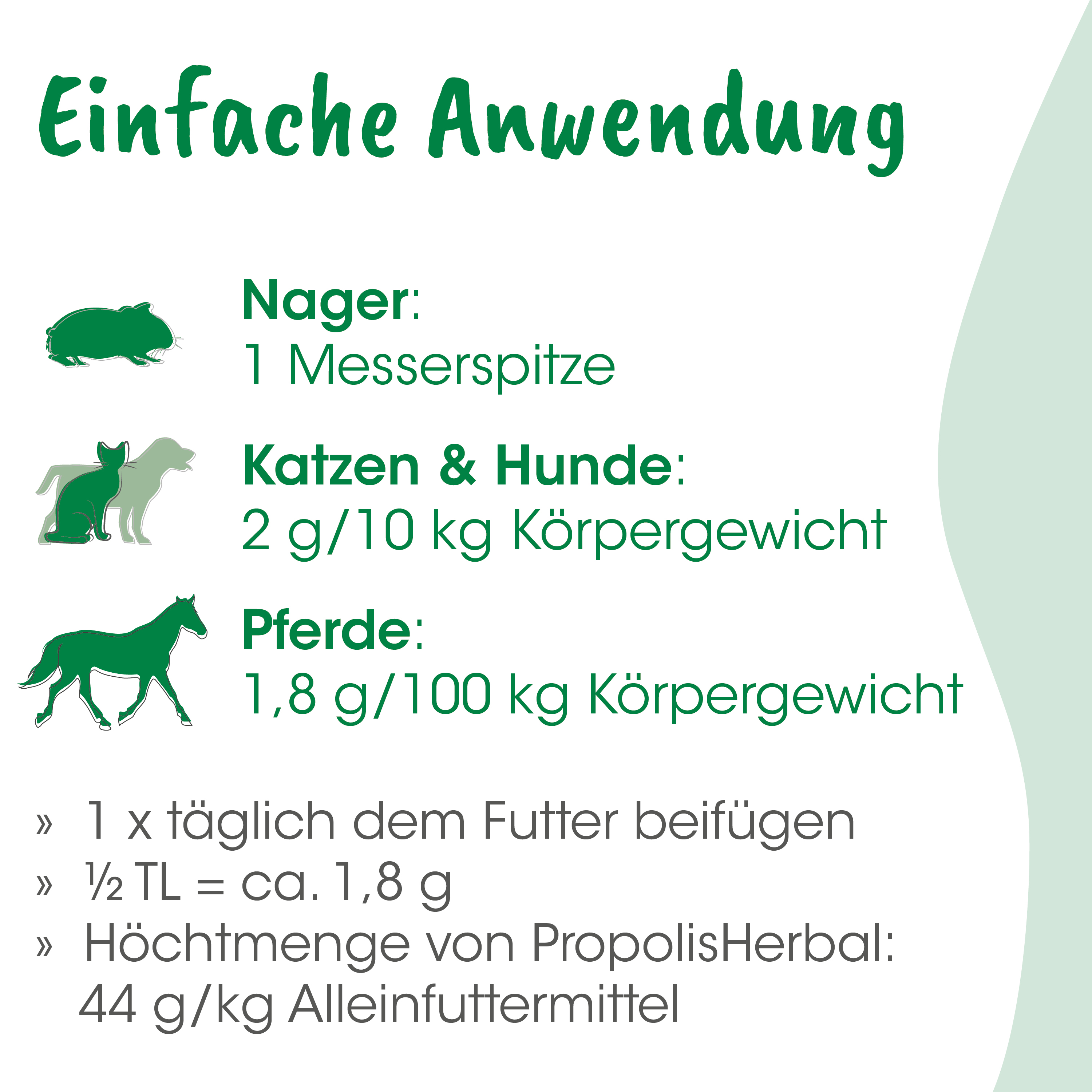 Nager, Katzen & Hunde, Pferde, Futterangaben, PropolisHerbal