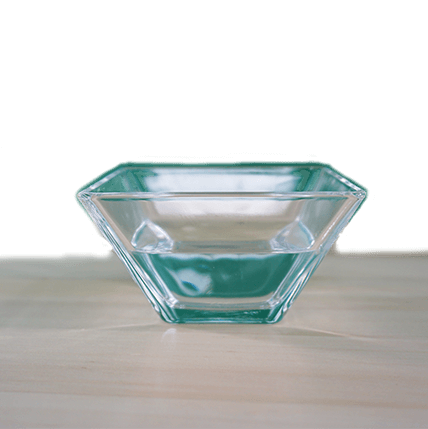 glas schale, transparent, dreieckige form, kleine schale, tischware