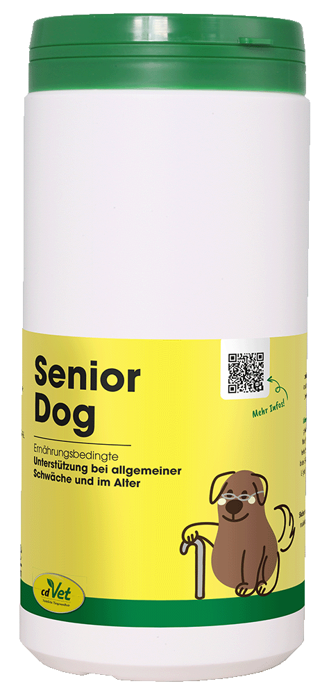 Senior Dog, Dog supplement, pet nutrition, pill container, grüner Deckel