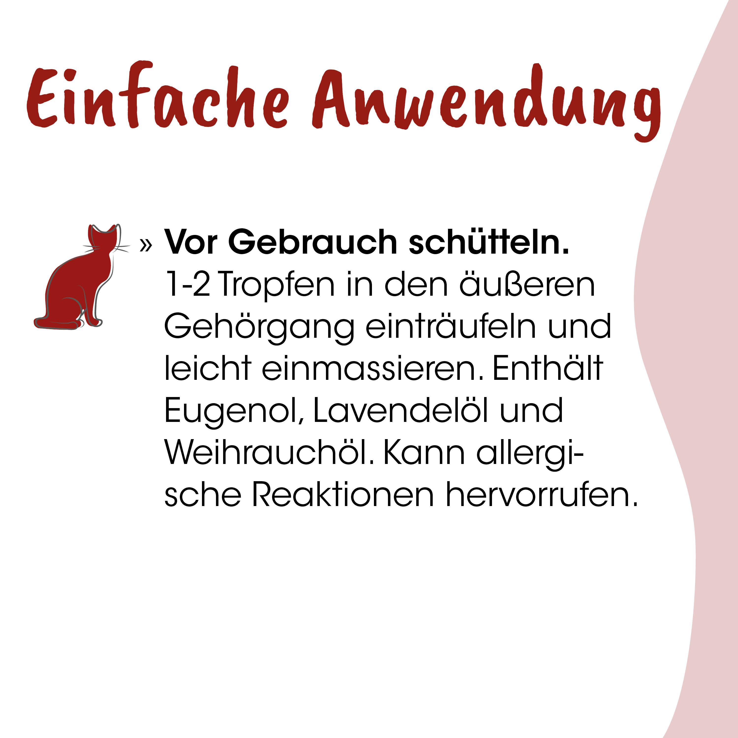 Katze, Anweisung, Textblock, Warnung, Eugenol