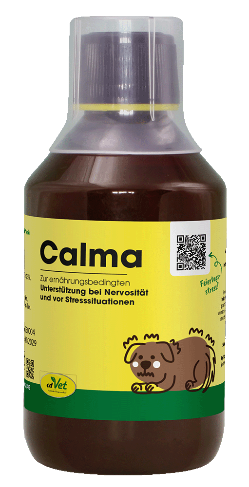 Kleintiermedikament, Calm-a, Beruhigungsmittel, Tierarztpflege, Hundebild