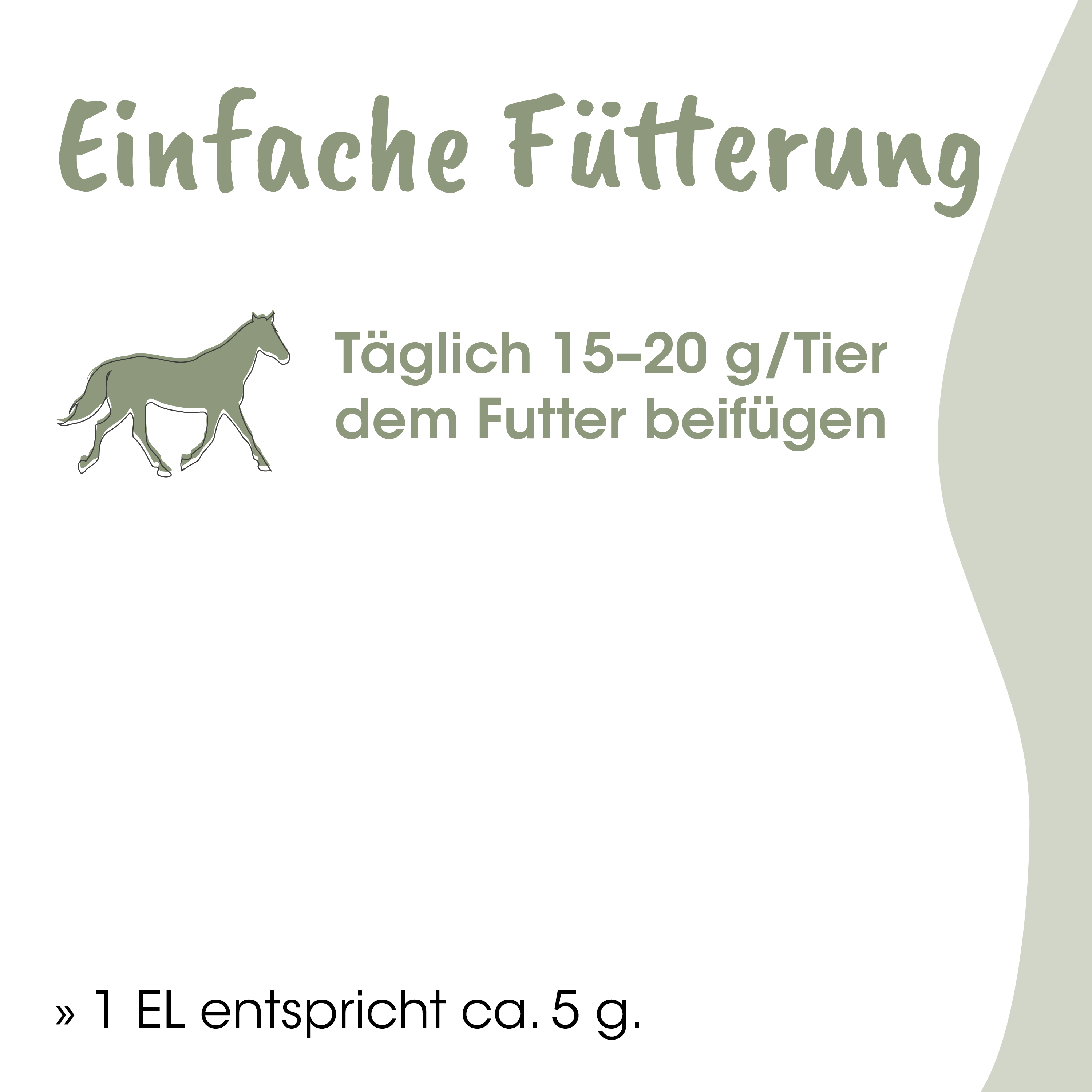 Pferd, Futter, Tierfutter, Tägliche Fütterung, 1 EL ca. 5 g
