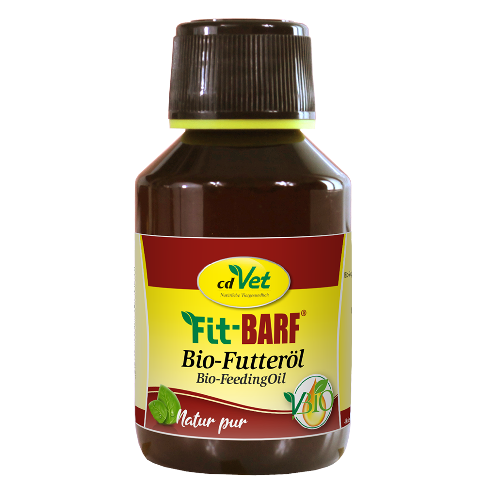 Bio-FeedingOil, Fit-BARB, Flaschenetikett, Natur pur, Tierfutter