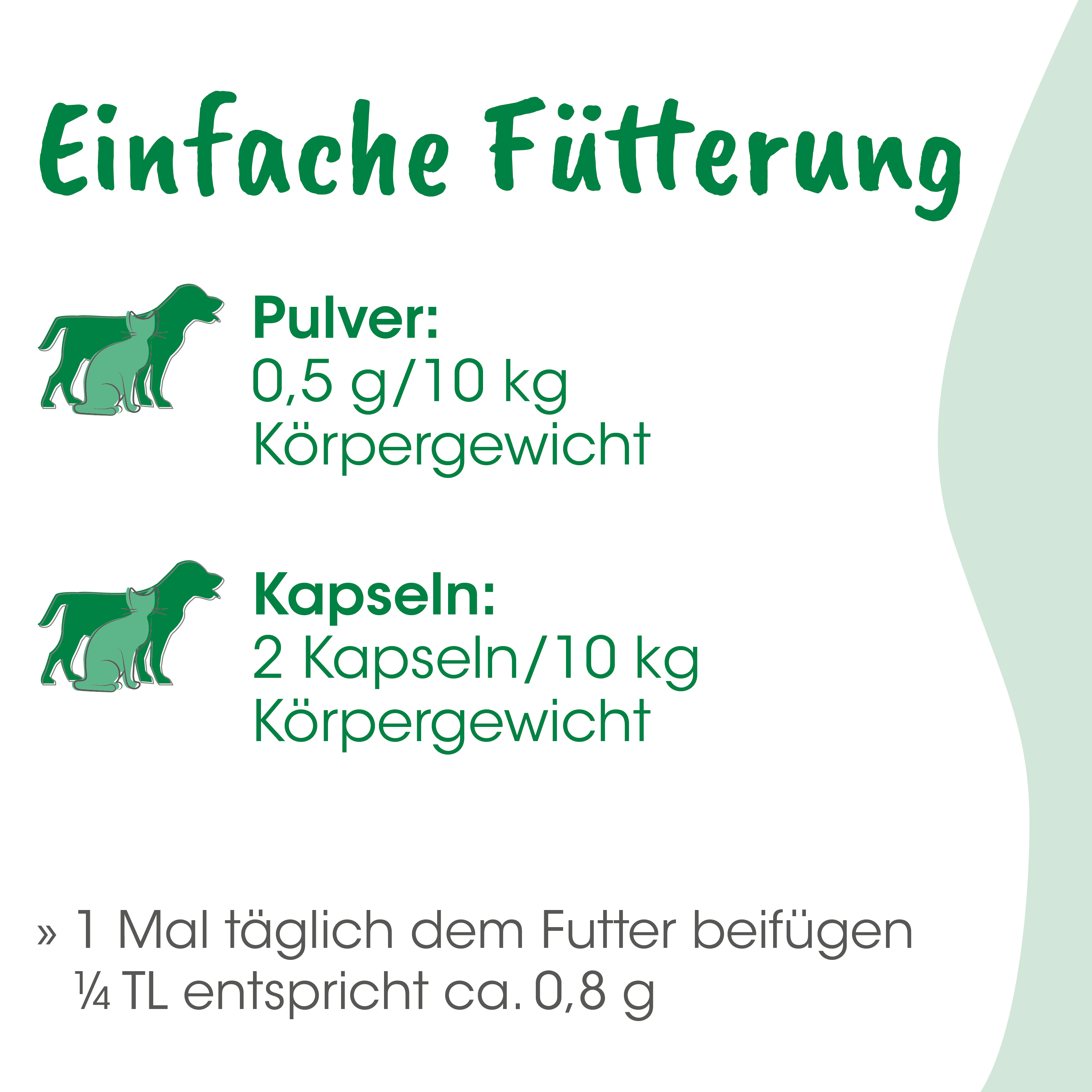 Hundefutter, Pulver, Kapseln, Körnergewicht, Tiernahrung