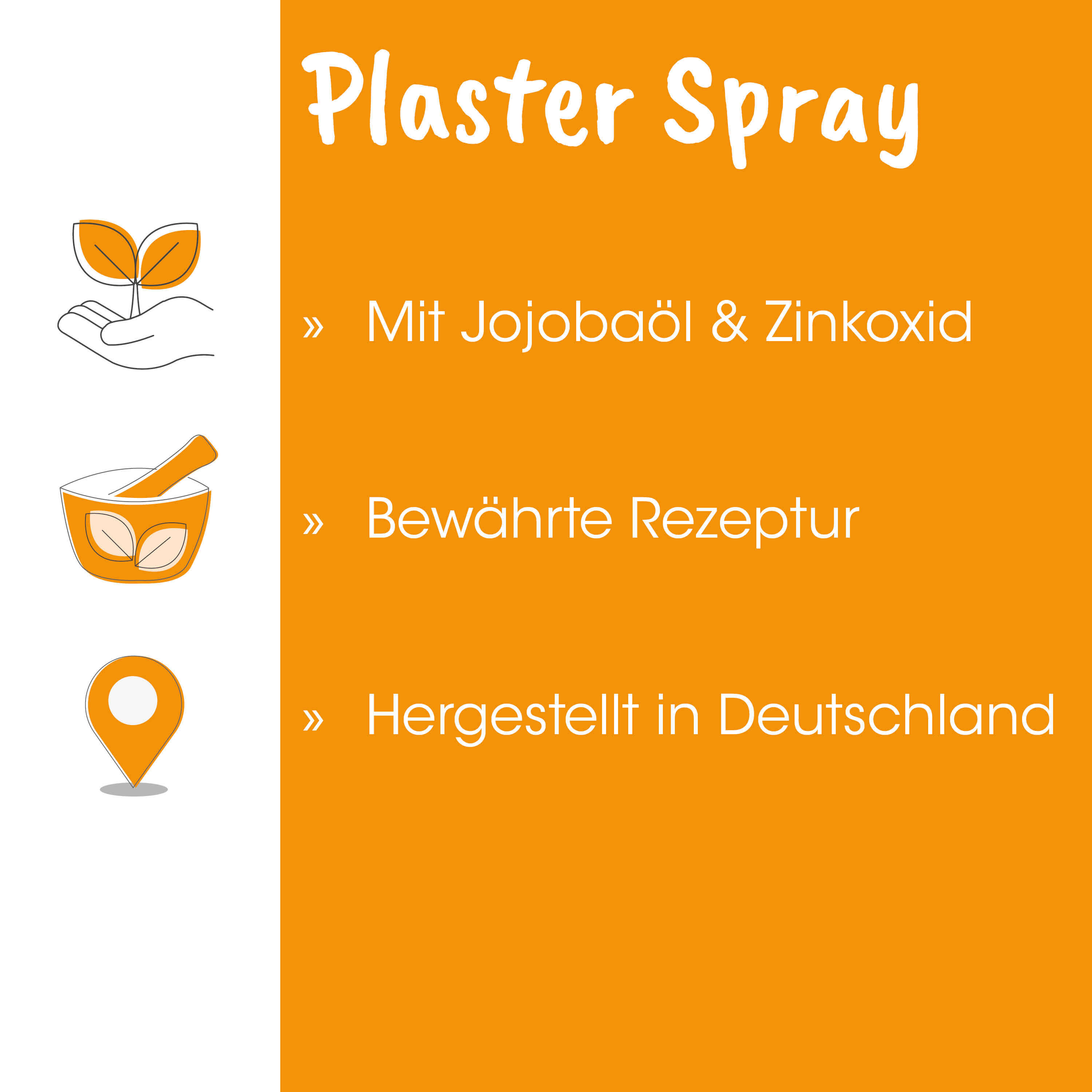 Plaster Sprays, mit Jojoböl, Zinkoxid, bewährte Rezeptur, Hergestellt in Deutschland